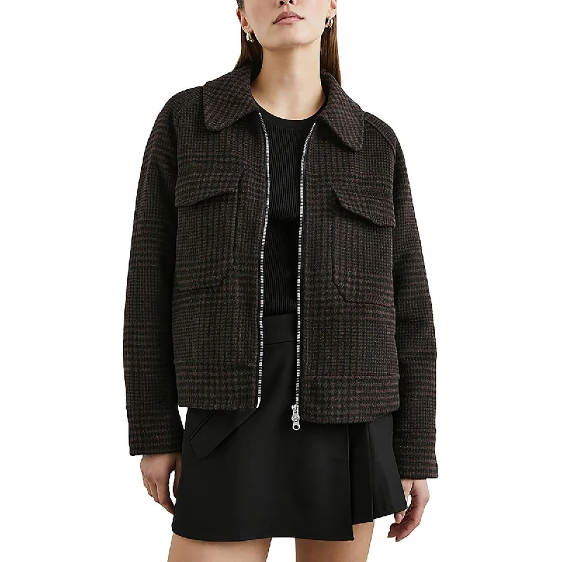 Creative Style Rails Womens Wool Blend Houndstooth Wool Coat