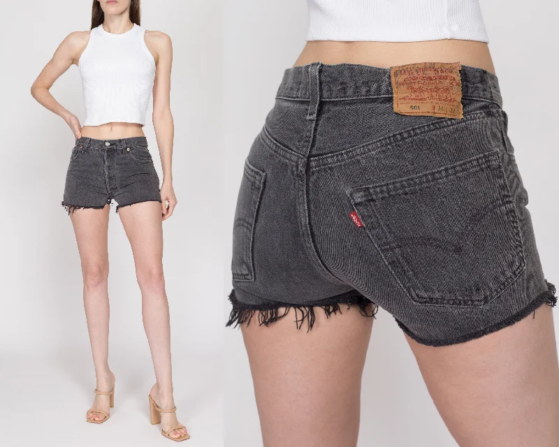 Windbreaker fashion Small 90s Levis 501 Black Cut Off Jean Shorts 29"