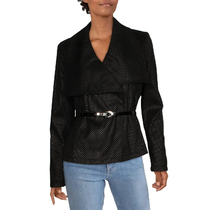 Single-shoulder Neck Design Kenneth Cole New York Womens Belted Lightweight Wrap Coat Single-shoulder Neck Design Kenneth Cole New York Womens Belted Lightweight Wrap Coat