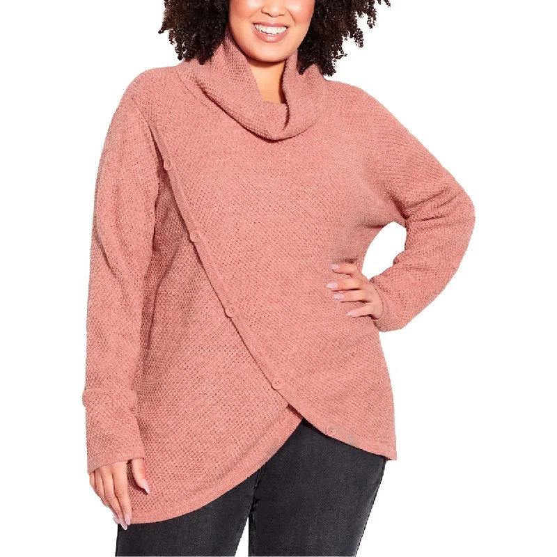 Black And White Style Evans Womens Plus Cowl Hooded Pullover Sweater