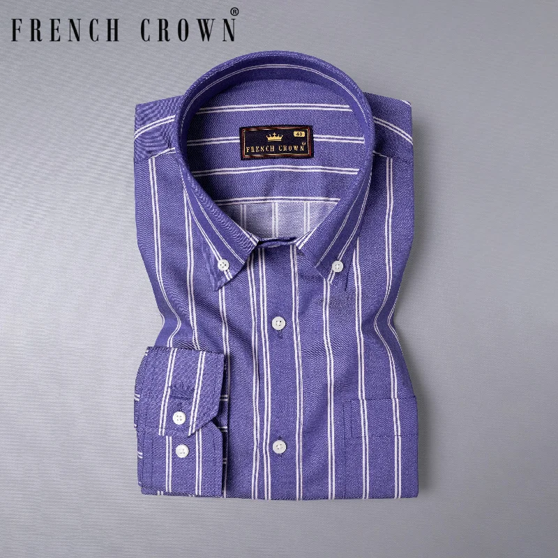 Classic Series Butterfly Bush with White Twill Striped Premium Cotton Shirt