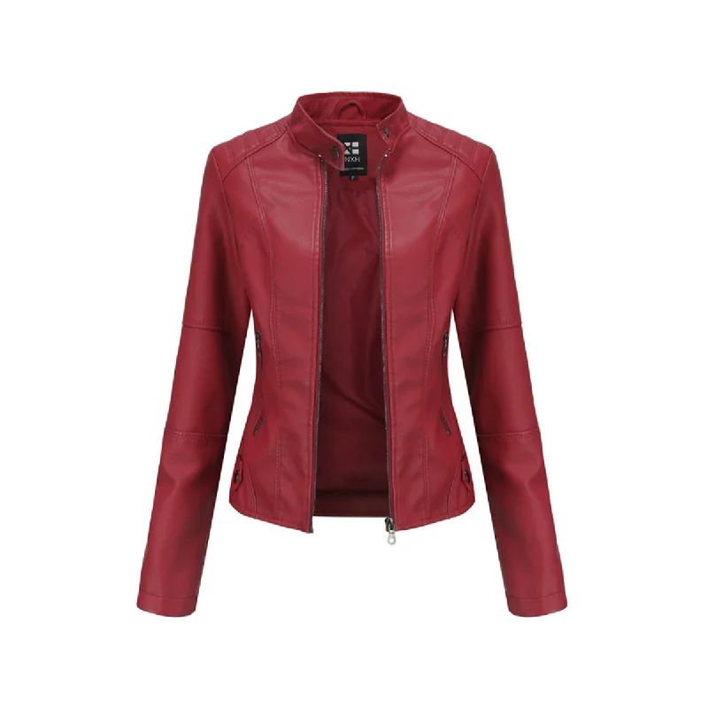 Printed pattern Leather Slim Fit Jacket