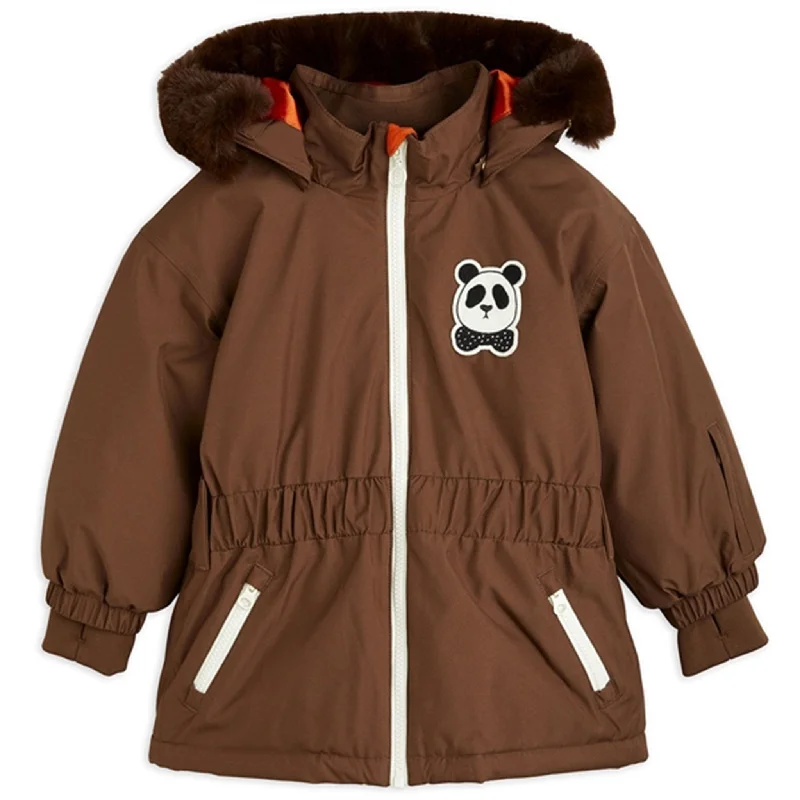 High-end atmosphere Mini Rodini Panda Soft Ski Jacket Brown