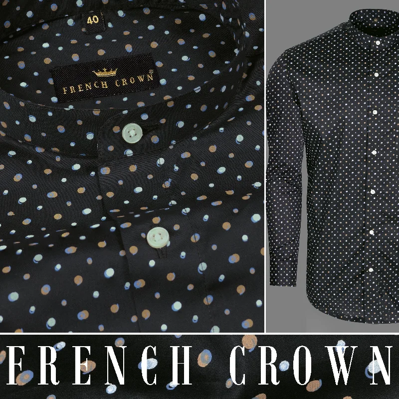 Elegant And Elegant Jade Black Dots Printed Premium Cotton Shirt
