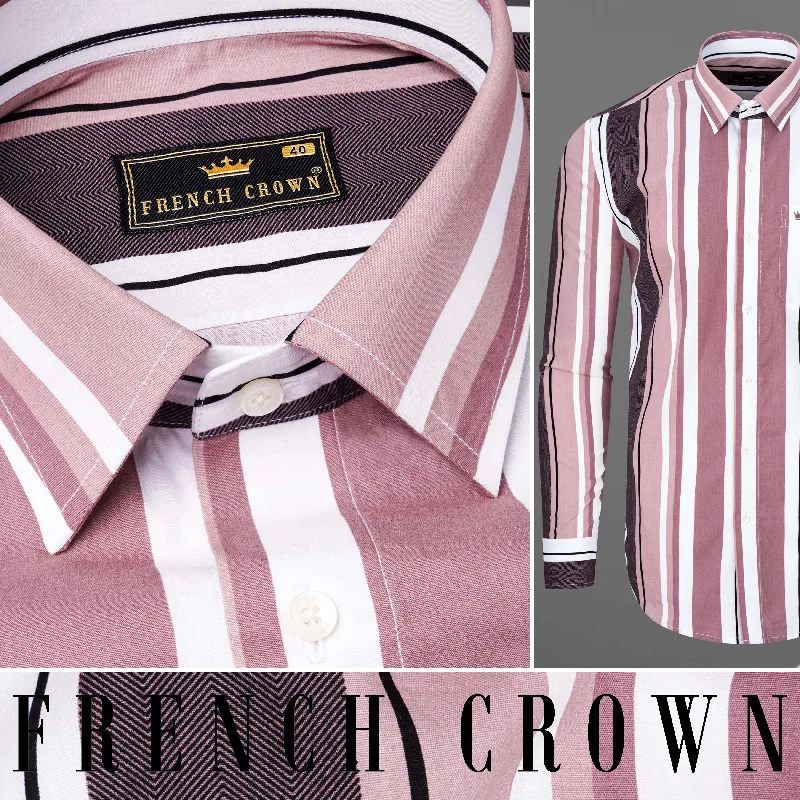 High-waisted pants style Bouquet with Melaine Pink Striped Premium Cotton Shirt