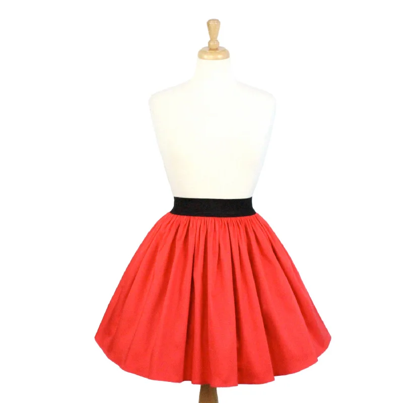 Sports litigation style Solid Coral Red A-line Pleated Skirt #S-AP645