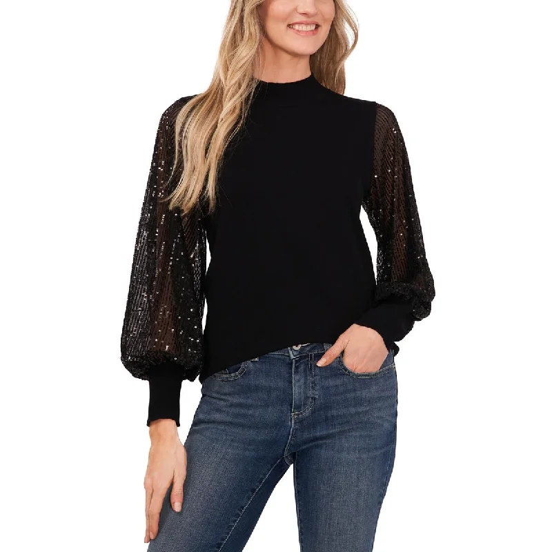 Retro Stripes CeCe Womens Cotton Sequins Pullover Sweater