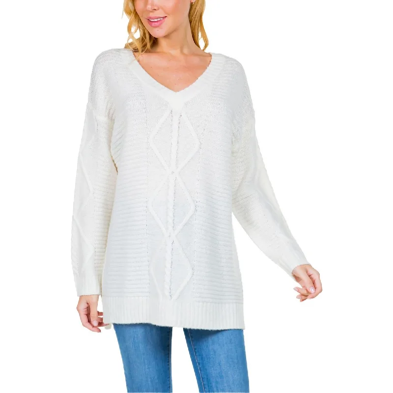 Sports Jacket Fever Womens Cable Knit Long Sleeve Pullover Sweater