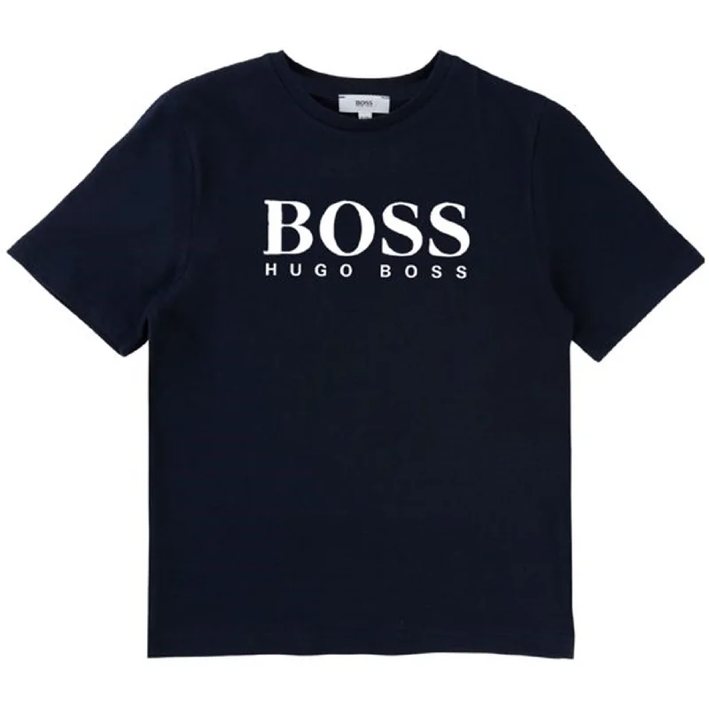 Nightclub Style Hugo Boss Boy Short Sleeves Logo Tee-shirt Navy