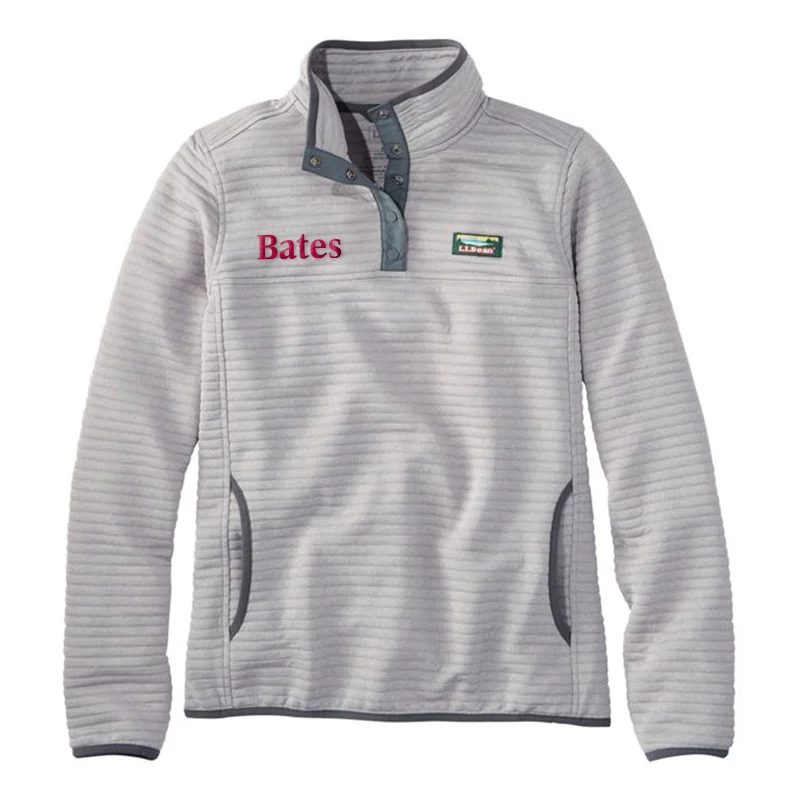 Comfortable and simple Women's 1/4 Snap Heather Grey Air-light Pullover from L.L. Bean