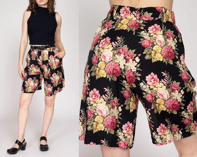 Sports And Leisure Sm-Med 90s Black Floral High Waisted Shorts