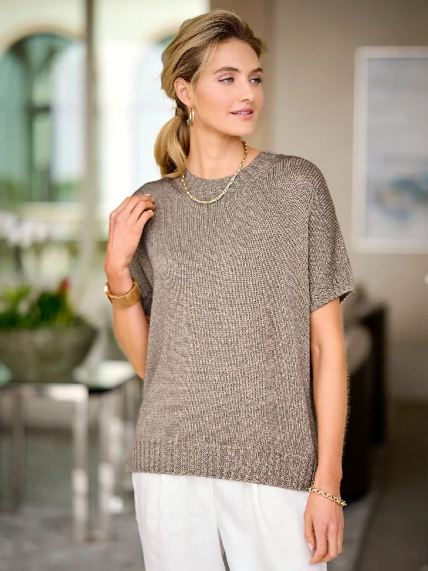 Exquisite workmanship Macey Short Sleeve Cashmere Sweater