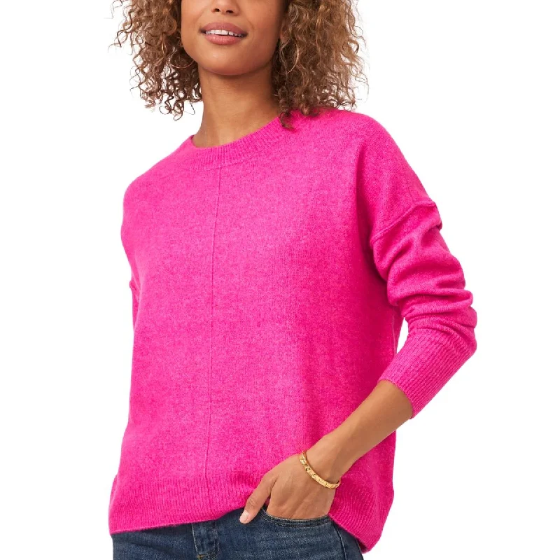 Sports Functional Style Vince Camuto Womens Plus Ribbed Trim Knit Crewneck Sweater