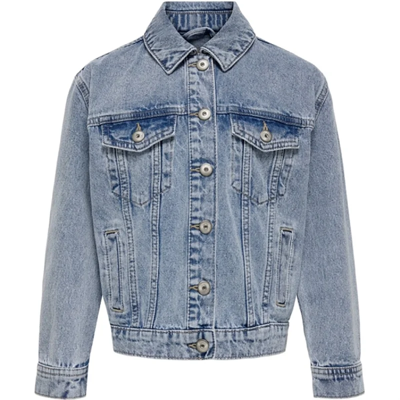 Retro Woolen Jacket Kids ONLY Light Blue Denim Ocean Oversize Denim Jacket