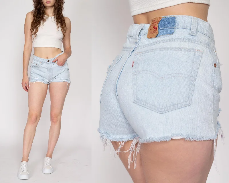 Printing decoration Med-Lrg 90s Levis 505 Cut Off Jean Shorts 31"