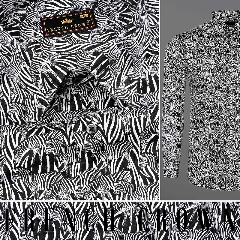 Sports And Leisure Black and White Zebra Printed Super Soft Premium Cotton Shirt