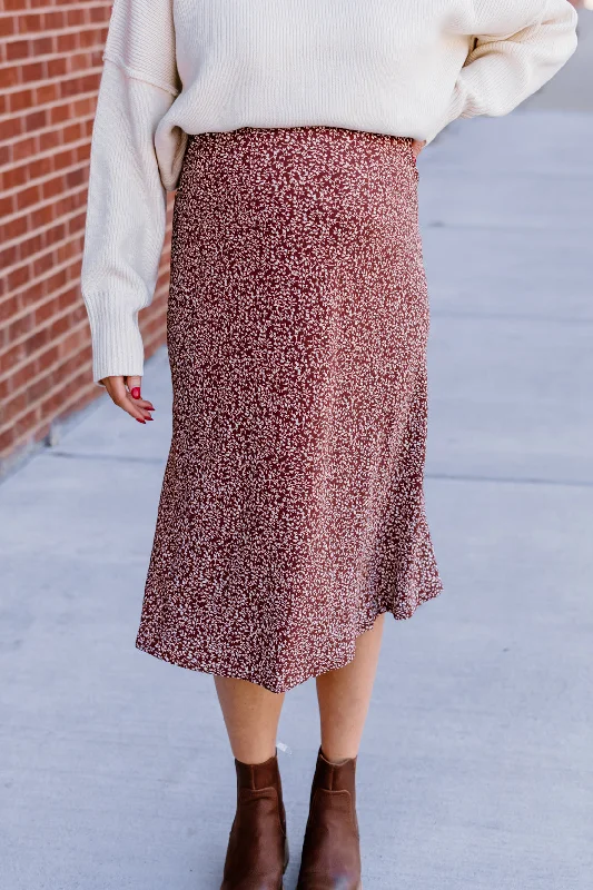 Elegant Style Waverly Printed Midi Skirt | Brown