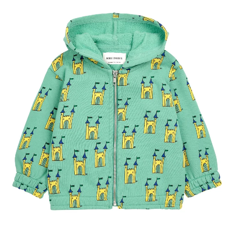 Retro Woolen Jacket Faraway Castle AOP Zipped Baby Sweatshirt by Bobo Choses