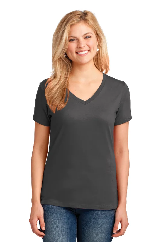 Minimal Style Port & Company Womens Core Short Sleeve V-Neck T-Shirt - Charcoal Grey Minimal Style Port & Company Womens Core Short Sleeve V-Neck T-Shirt - Charcoal Grey