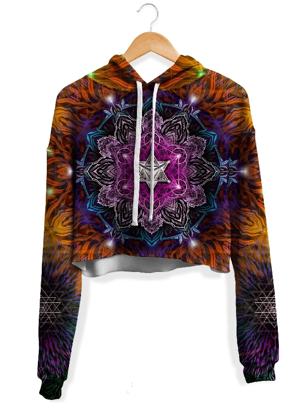 Elegant Classic Geometric Vibes Fleece Crop Hoodie