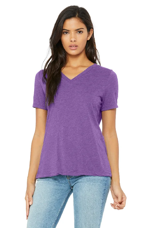 Classic Series Bella + Canvas Womens Relaxed Jersey Short Sleeve V-Neck T-Shirt - Purple Triblend