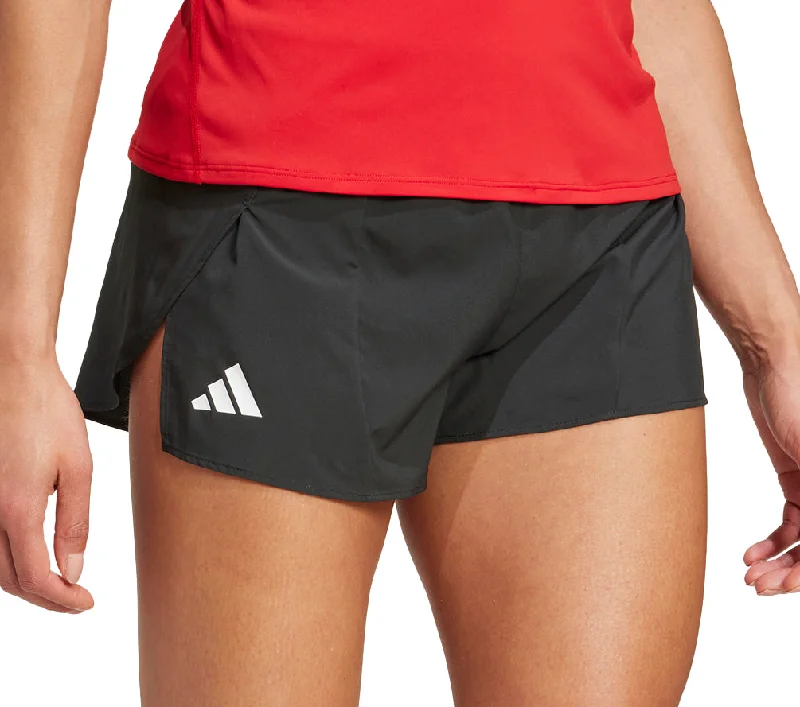 Sports Zipper Style adidas Adizero Essentials Womens Split Running Shorts - Black