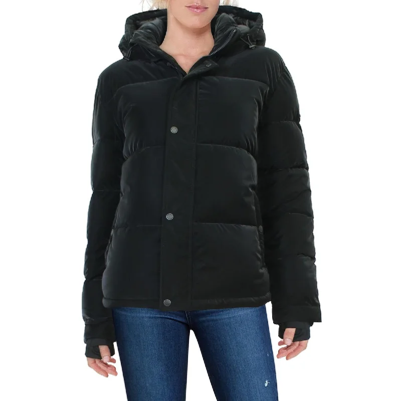 Slim Fit BCBGeneration Women's Liquid Metallic Quilted Hooded Puffer Coat