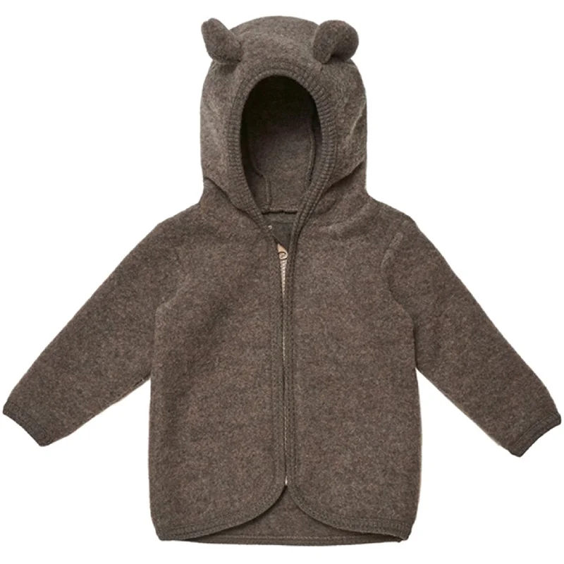 Extra long version Huttelihut Jacket Ears Soft Wool Jackie Cocoa Brown