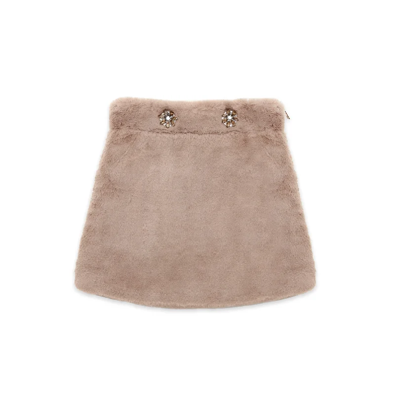 Retro Style Brown faux-fur Skirt Nicole Collection