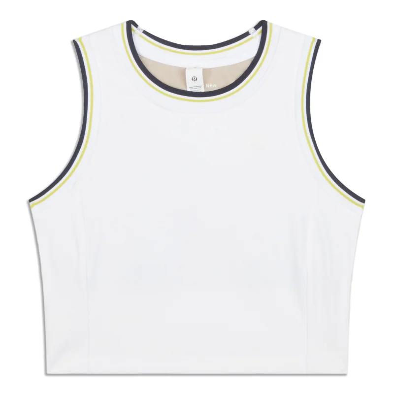 Warm Winter Series Varsity Scoop-Neck Cropped Tennis Tank Top - Resale