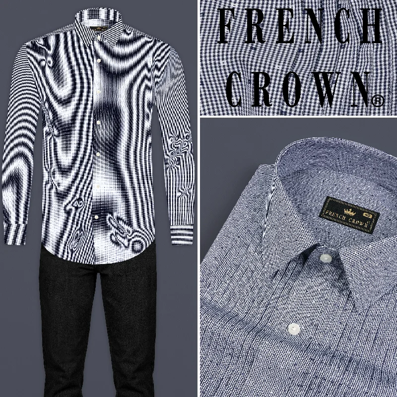 Knitted Design Wenge Blue Snake Pleated Dobby Textured Premium Giza Cotton Tuxedo Shirt Knitted Design Wenge Blue Snake Pleated Dobby Textured Premium Giza Cotton Tuxedo Shirt