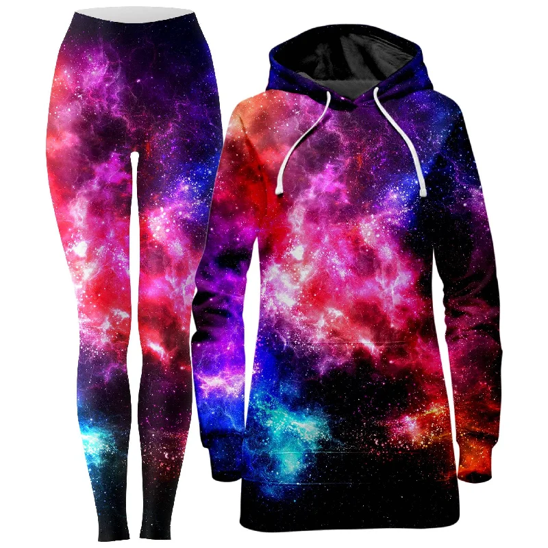 Elegant Style Galaxy Vibe Hoodie Dress and Leggings Combo
