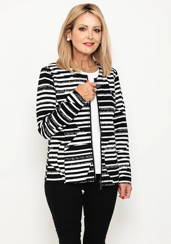 Single item design Rabe Ribbed Geo Striped Jacket & T-Shirt Twinset, Black & White Single item design Rabe Ribbed Geo Striped Jacket & T-Shirt Twinset, Black & White