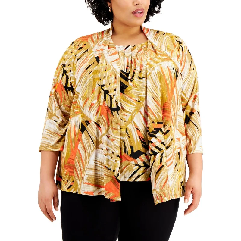 Retro Style Kasper Womens Plus Office Open Front Cardigan Sweater