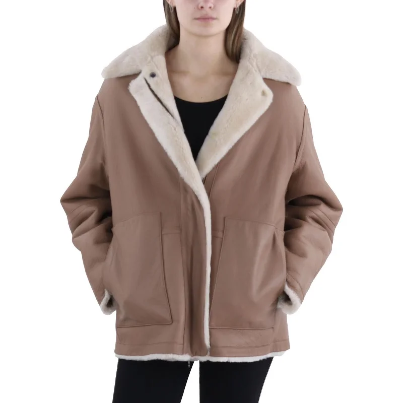 Comfortable down Vince Womens Shearling Midi Walker Coat