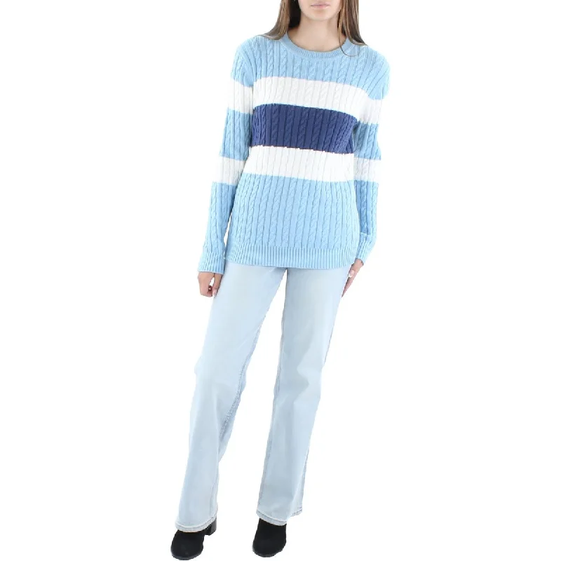 Elegant and noble Tommy Hilfiger Womens Cable Knit Colorblock Crewneck Sweater