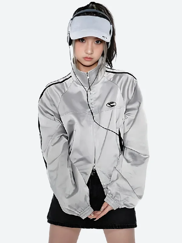 Free and comfortable Y2K Cyberpunk Reflective Double Zip-Up Jacket