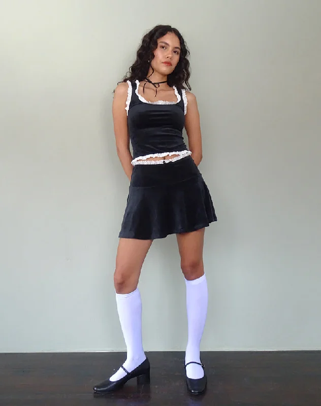 Skirt style Idina Mini Skirt in Flat Velvet Black