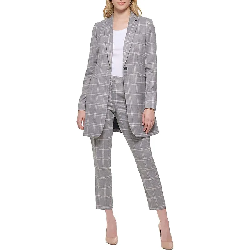 Sweet breath Womens Plaid Workwear One-Button Blazer