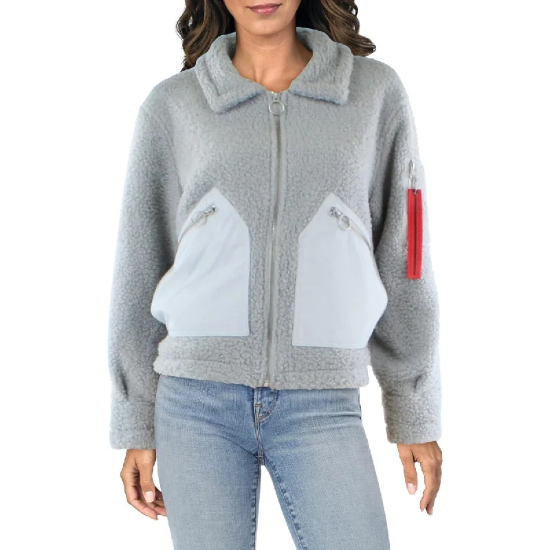 Elegant Style Eleven Paris Womens Sherpa Front Zip Faux Fur Coat