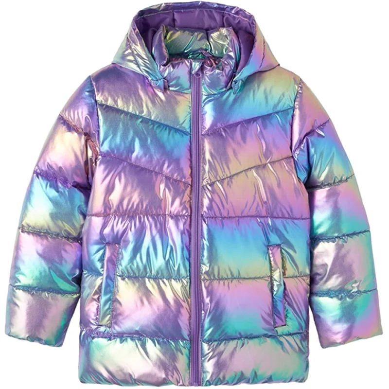 High-waisted pants style Name it Amethyst Orchid Molina Shiny Puffer Jacket