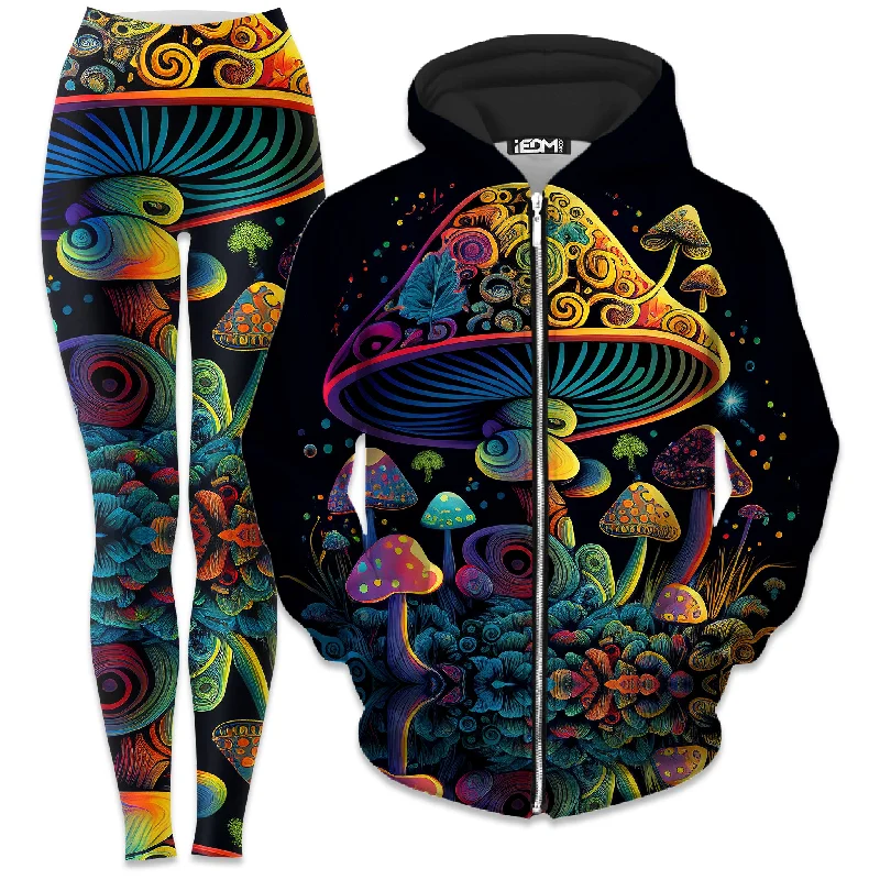Elegant And Elegant Shroom Melt Zip-Up Hoodie and Leggings Combo