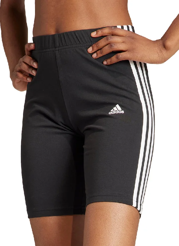 Street Style adidas Essentials 3 Stripes Womens Short Running Tights - Black