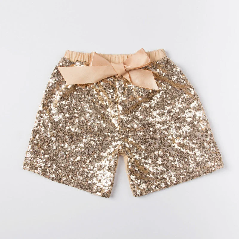 Noble Temperament Baby Girls Shorts Golden Sequin Shorts With Bow Summer Children Girls Shiny Short Pants Noble Temperament Baby Girls Shorts Golden Sequin Shorts With Bow Summer Children Girls Shiny Short Pants