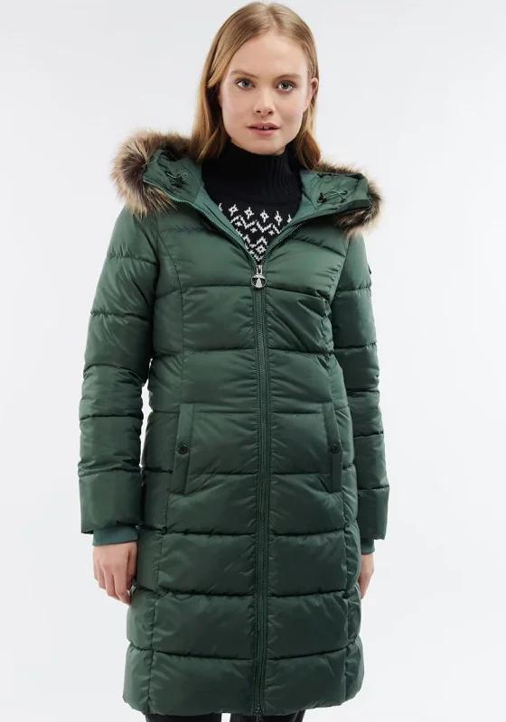 Boutique style Barbour Womens Rosoman Quilted Long Coat, Green