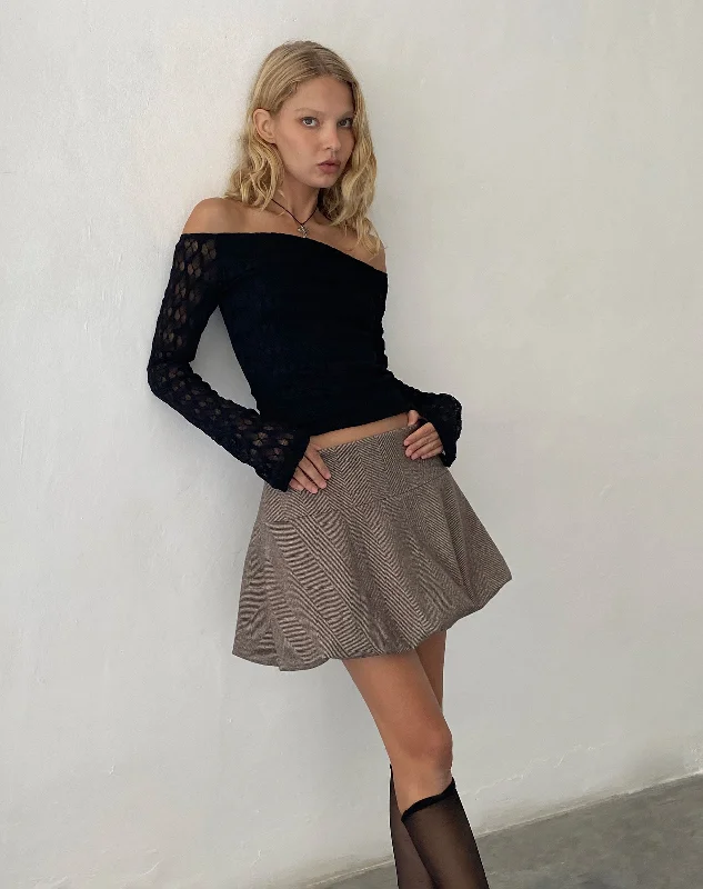 Fashionable sports Celina Puffball Mini Skirt in Dark Brown Tailoring