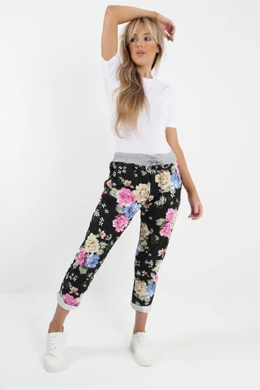 Comfortable and simple Made In Italy Big Floral Printed Joggers