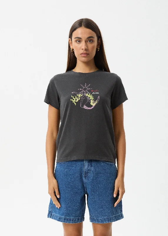 Free and comfortable AFENDS Womens Sun Siren - Regular Tee - Stone Black