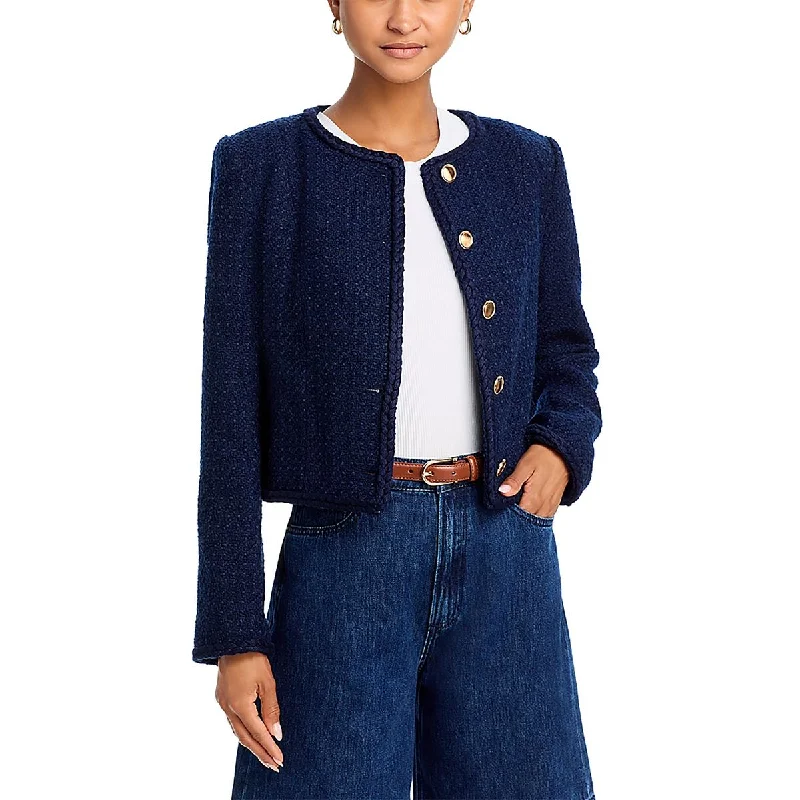 Skirt style Aqua Womens Tweed Collarless Soft Shell Jacket