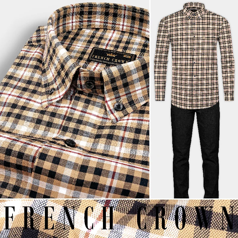 Extra long version Nero Black with Cape Honey Windowpane Royal Oxford Shirt